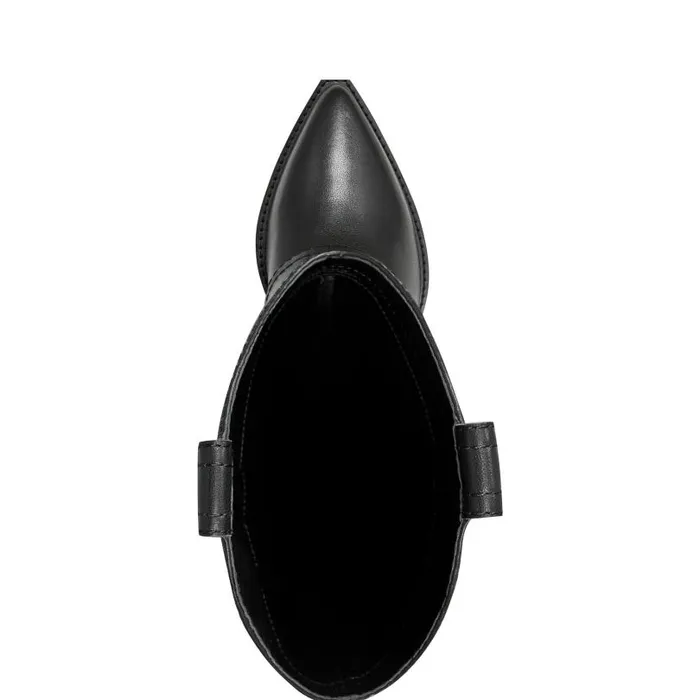 Women Marc Fisher Boots Harlo Foldover Western Boot Black Leather