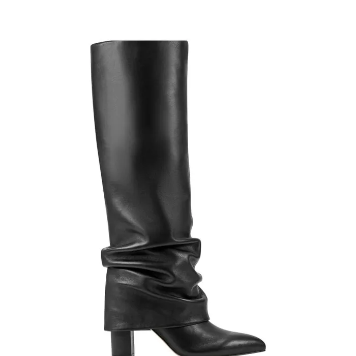 Women Marc Fisher Boots Lalita Foldover Dress Boot Black Leather