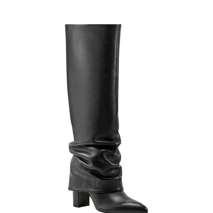 Women Marc Fisher Boots Lalita Foldover Dress Boot Black Leather