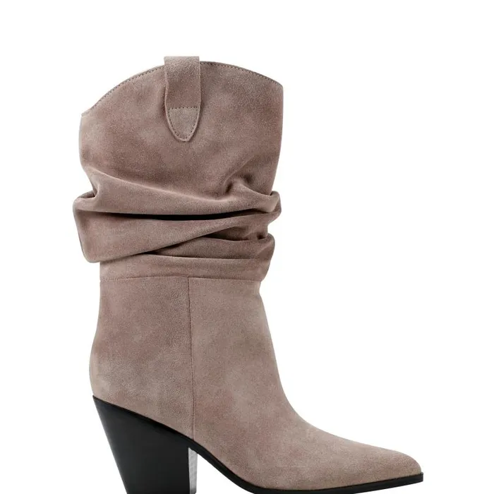 Women Marc Fisher Boots Myleea Slouchy Boot Natural Suede