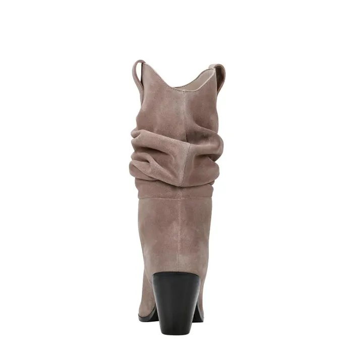 Women Marc Fisher Boots Myleea Slouchy Boot Natural Suede