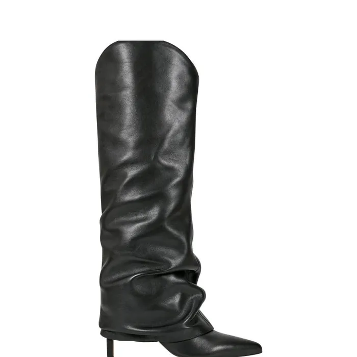Women Marc Fisher Boots Nairine Foldover Dress Boot Black Leather