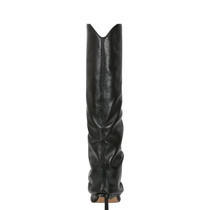 Women Marc Fisher Boots Nairine Foldover Dress Boot Black Leather