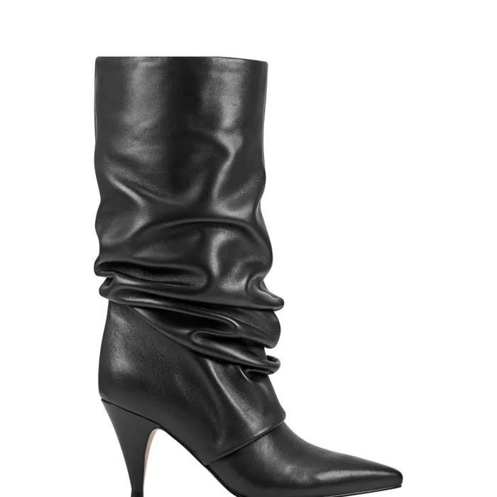 Women Marc Fisher Boots Paityn Scrunch Dress Boot Black Leather
