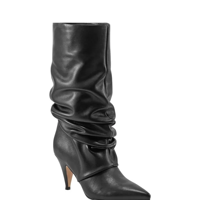 Women Marc Fisher Boots Paityn Scrunch Dress Boot Black Leather