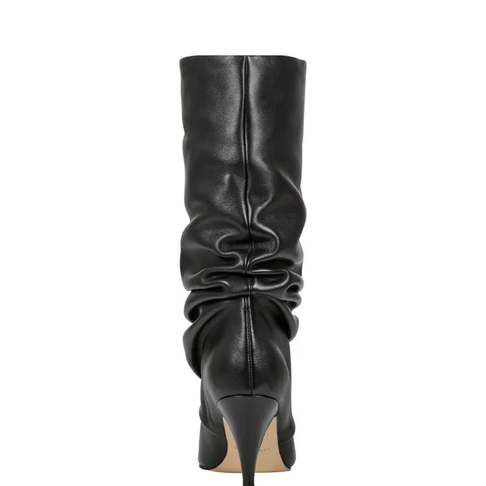 Women Marc Fisher Boots Paityn Scrunch Dress Boot Black Leather