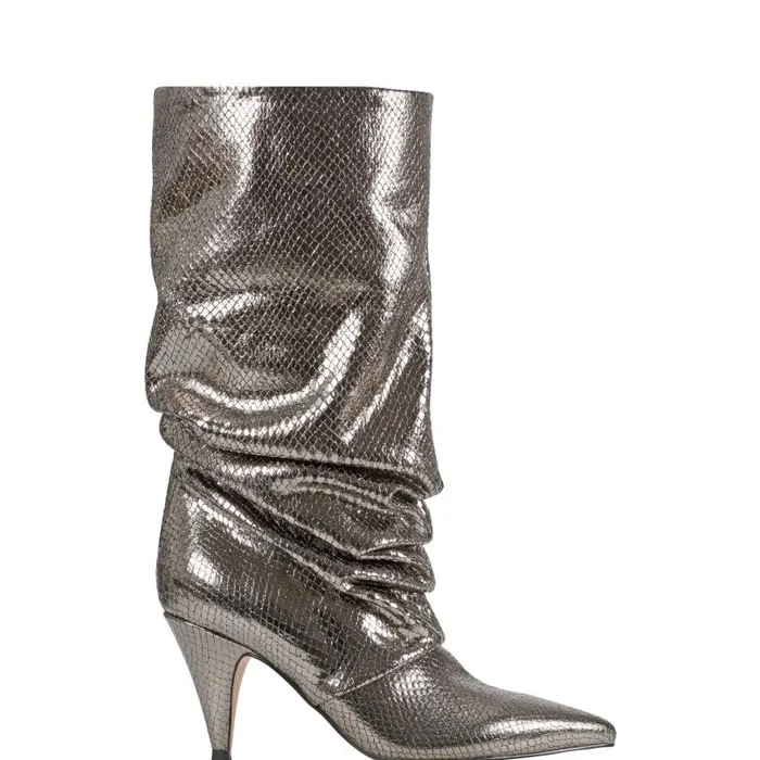 Women Marc Fisher Boots Paityn Scrunch Dress Boot Pewter Leather
