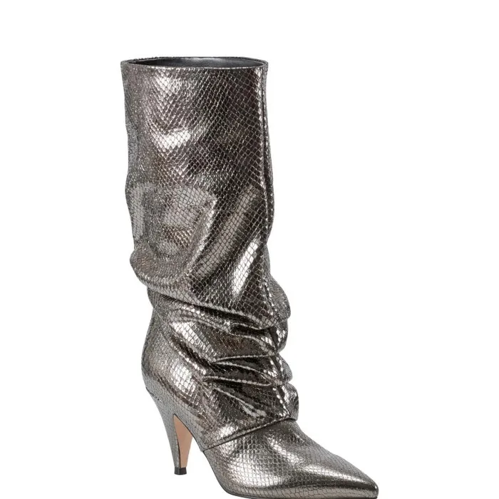 Women Marc Fisher Boots Paityn Scrunch Dress Boot Pewter Leather