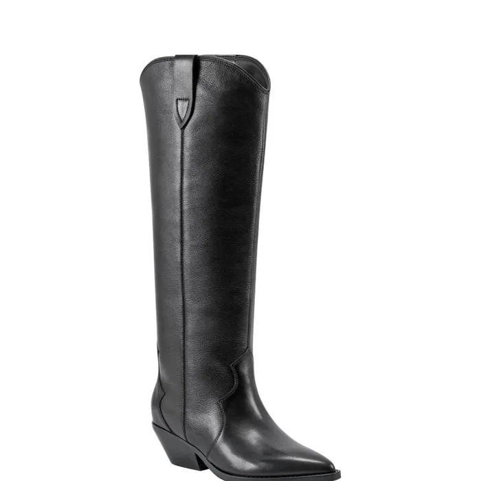 Women Marc Fisher Casual Boots Ander Western Boot Black Leather