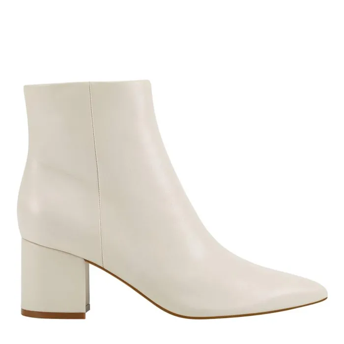 Women Marc Fisher Casual Boots Jarli Pointy Ankle Bootie Ivory Leather