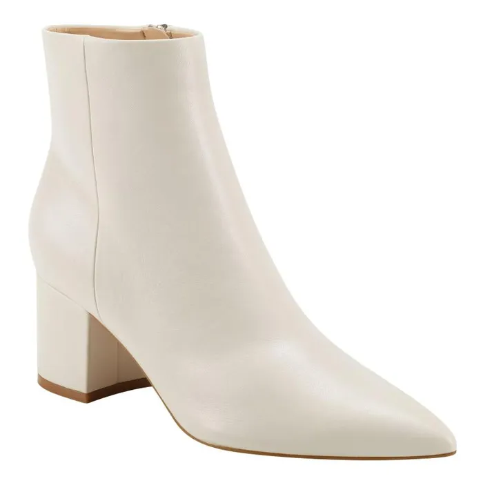 Women Marc Fisher Casual Boots Jarli Pointy Ankle Bootie Ivory Leather