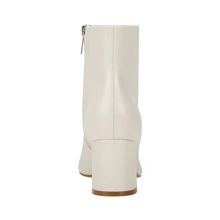 Women Marc Fisher Casual Boots Jarli Pointy Ankle Bootie Ivory Leather