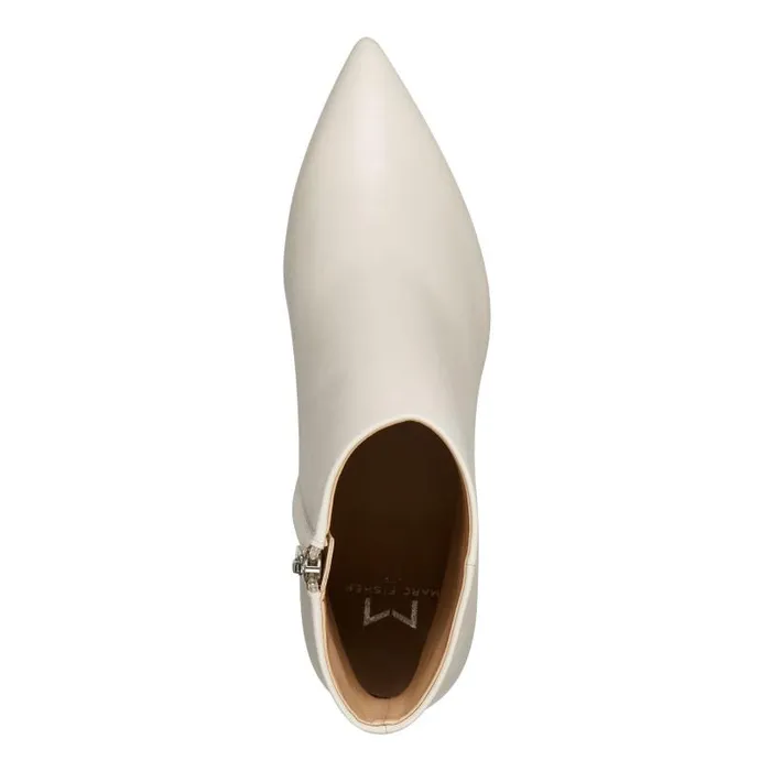 Women Marc Fisher Casual Boots Jarli Pointy Ankle Bootie Ivory Leather