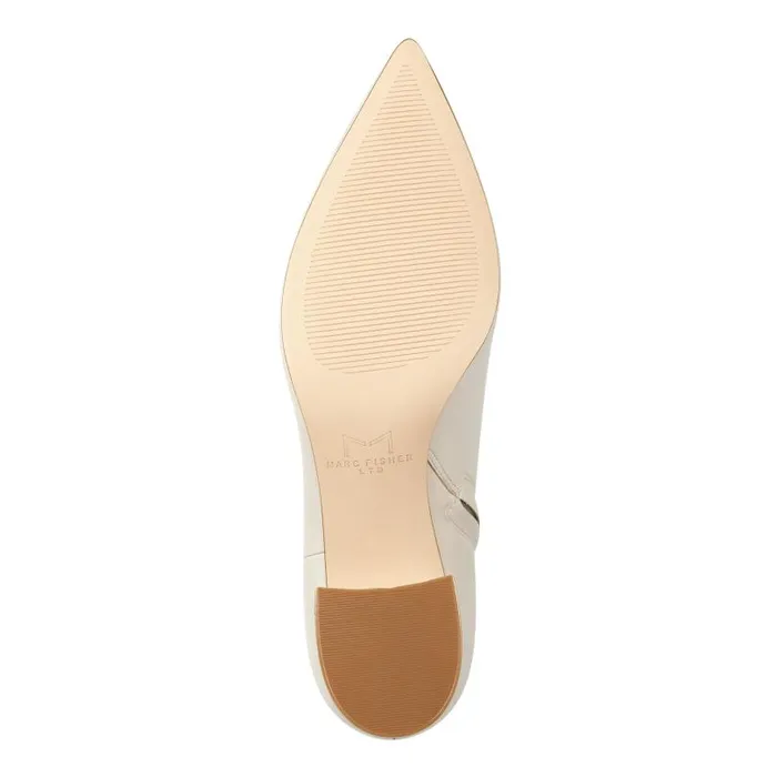 Women Marc Fisher Casual Boots Jarli Pointy Ankle Bootie Ivory Leather