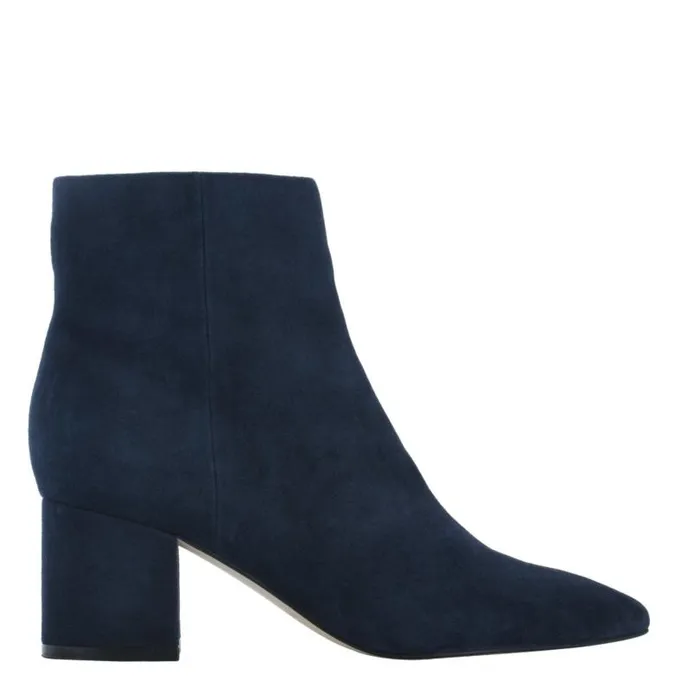 Women Marc Fisher Casual Boots Jarli Pointy Ankle Bootie Navy Suede
