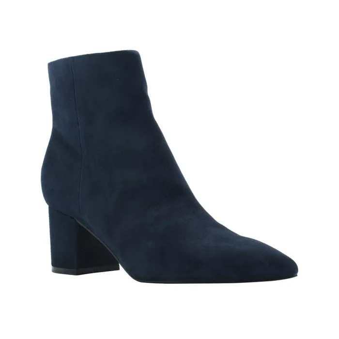 Women Marc Fisher Casual Boots Jarli Pointy Ankle Bootie Navy Suede