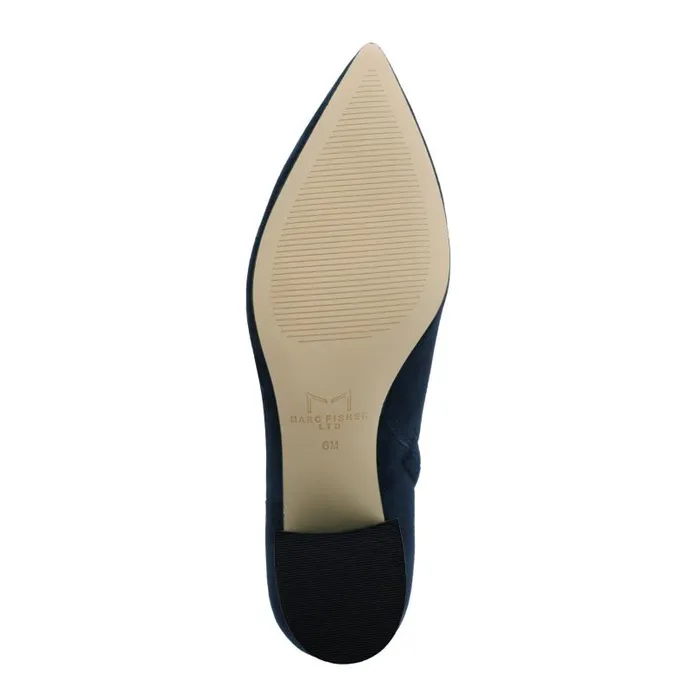 Women Marc Fisher Casual Boots Jarli Pointy Ankle Bootie Navy Suede