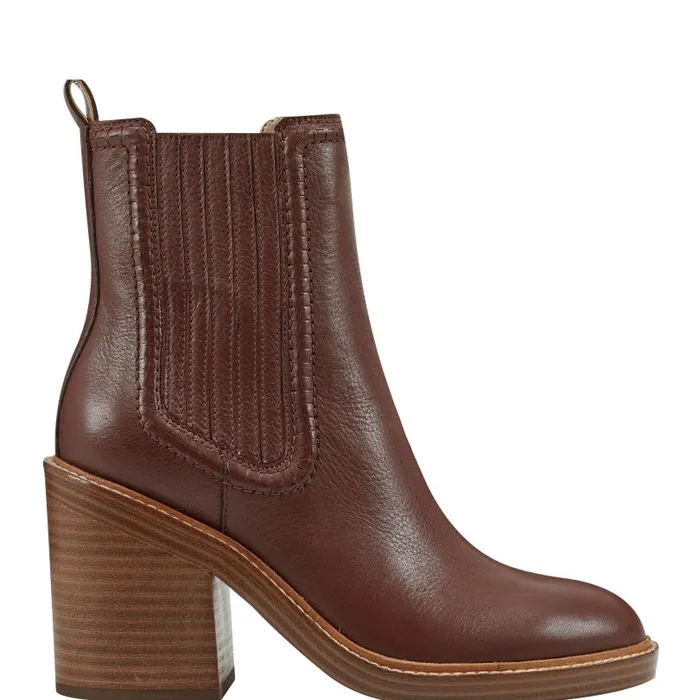 Women Marc Fisher Dress Boots Halida Tailored Bootie Dark Natural