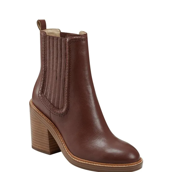 Women Marc Fisher Dress Boots Halida Tailored Bootie Dark Natural