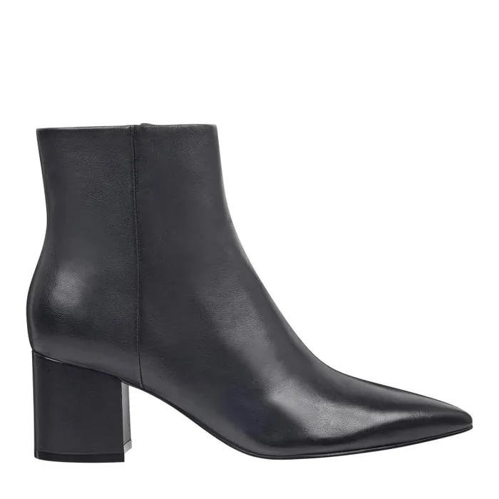 Women Marc Fisher Dress Boots Jarli Pointy Ankle Bootie Black Leather