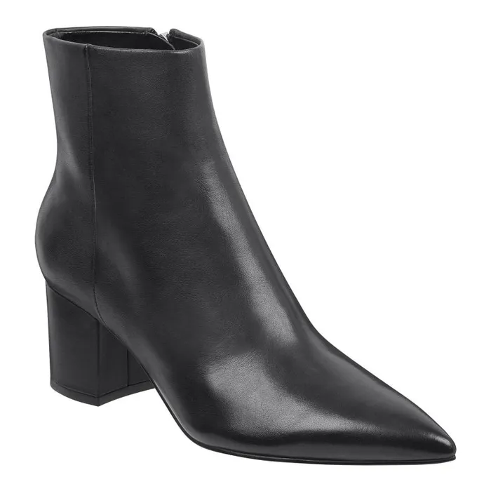 Women Marc Fisher Dress Boots Jarli Pointy Ankle Bootie Black Leather
