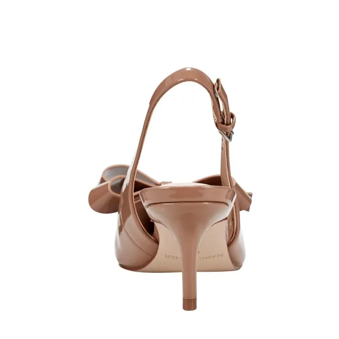 Women Marc Fisher Heels and Pumps Allon Bow Slingback Pump Light Brown Patent