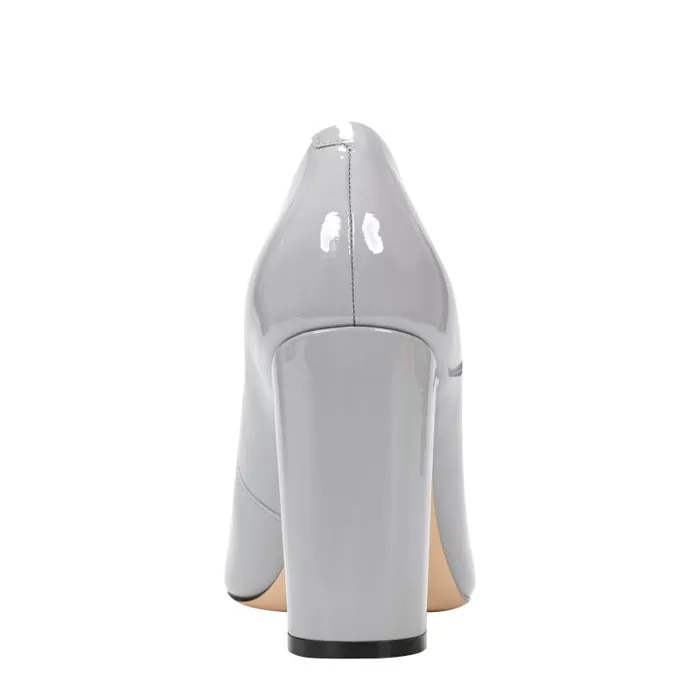 Women Marc Fisher Heels and Pumps Anellie Cap Toe Dress Pump Light Grey Patent Leather