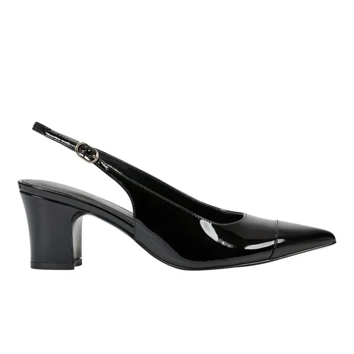 Women Marc Fisher Heels and Pumps Blakeley Slingback Pump Black Patent Leather