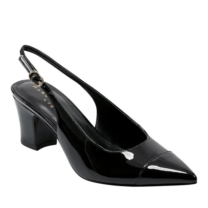 Women Marc Fisher Heels and Pumps Blakeley Slingback Pump Black Patent Leather