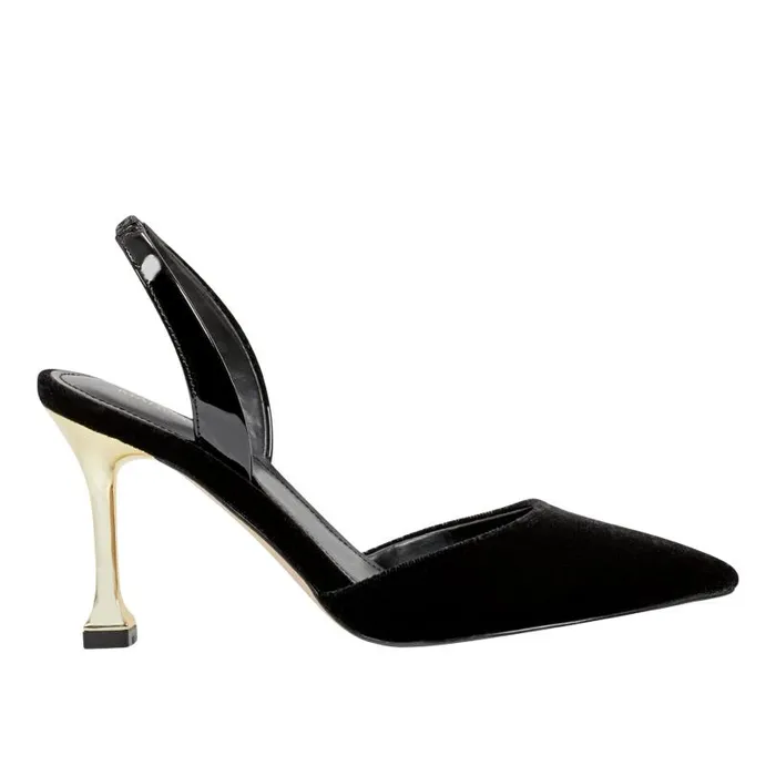 Women Marc Fisher Heels and Pumps Hadya Slingback Pump Black Velvet