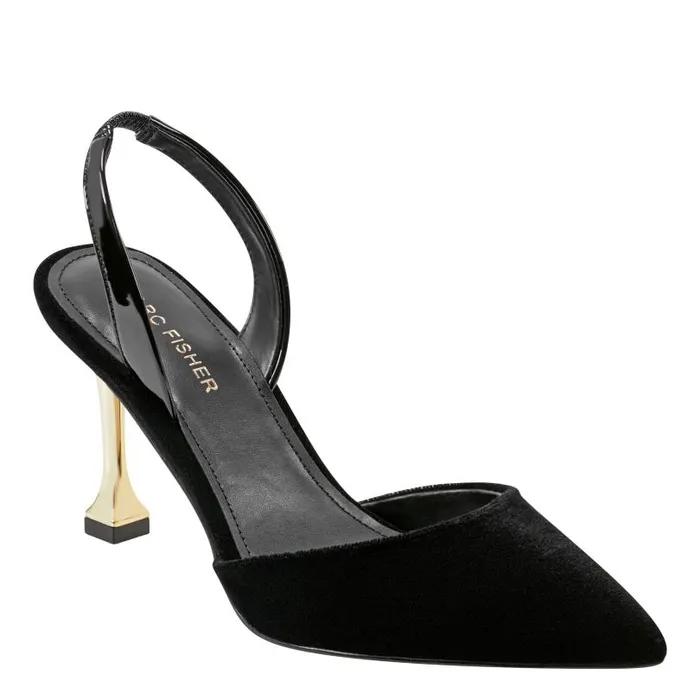 Women Marc Fisher Heels and Pumps Hadya Slingback Pump Black Velvet