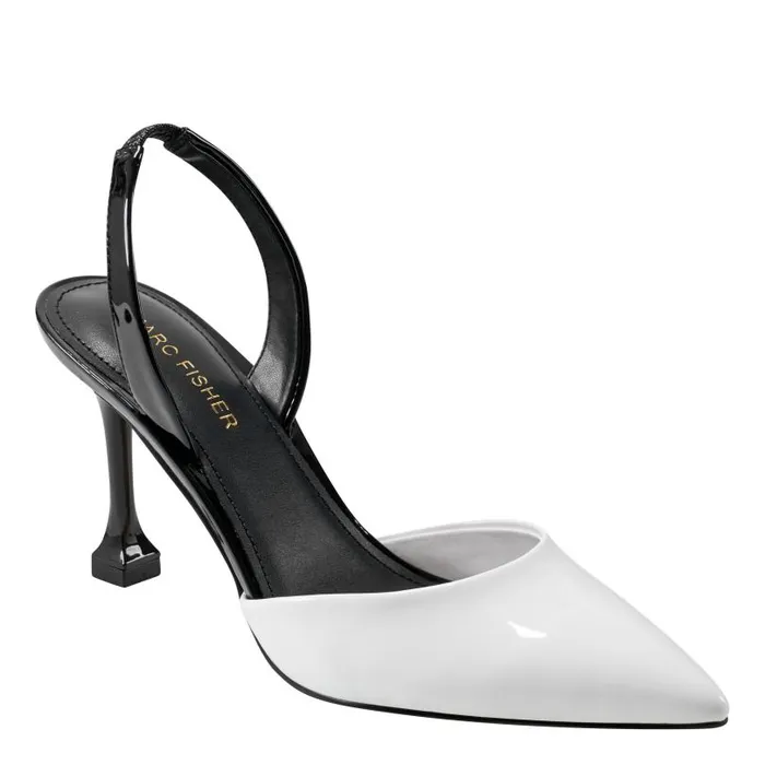 Women Marc Fisher Heels and Pumps Hadya Slingback Pump Whiteblack