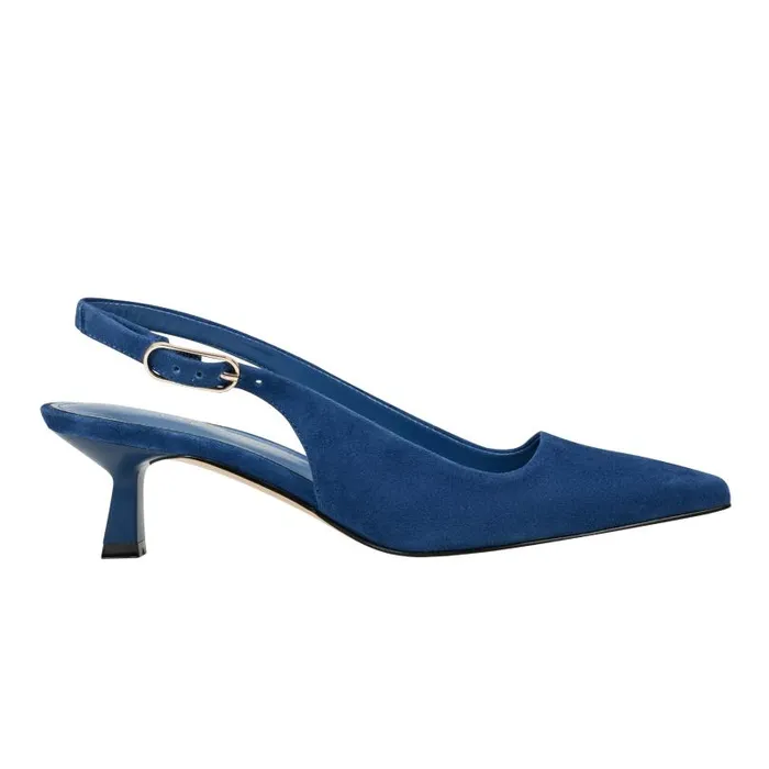 Women Marc Fisher Heels and Pumps Kory Slingback Pump Dark Blue Suede