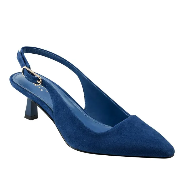 Women Marc Fisher Heels and Pumps Kory Slingback Pump Dark Blue Suede