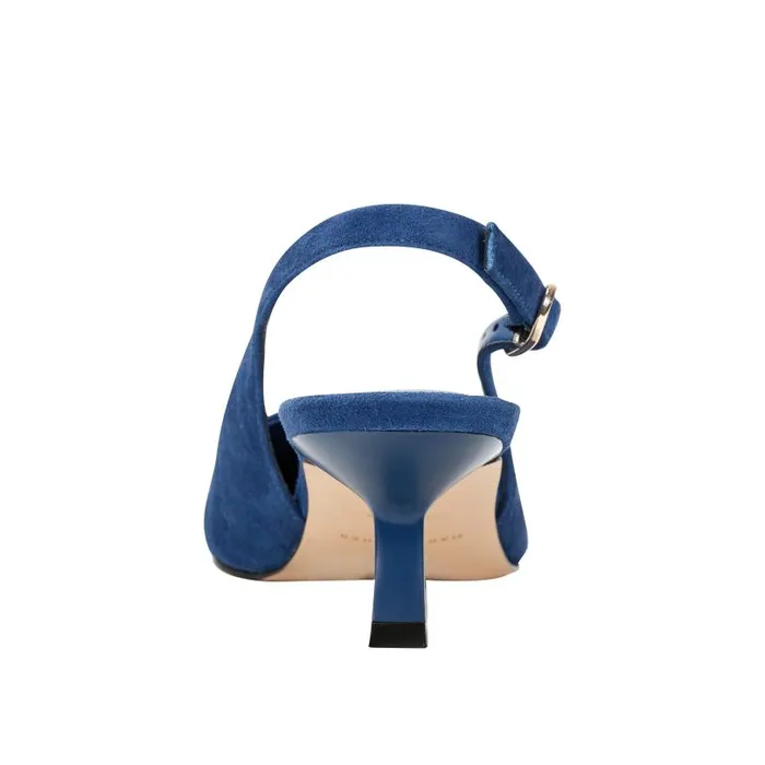 Women Marc Fisher Heels and Pumps Kory Slingback Pump Dark Blue Suede