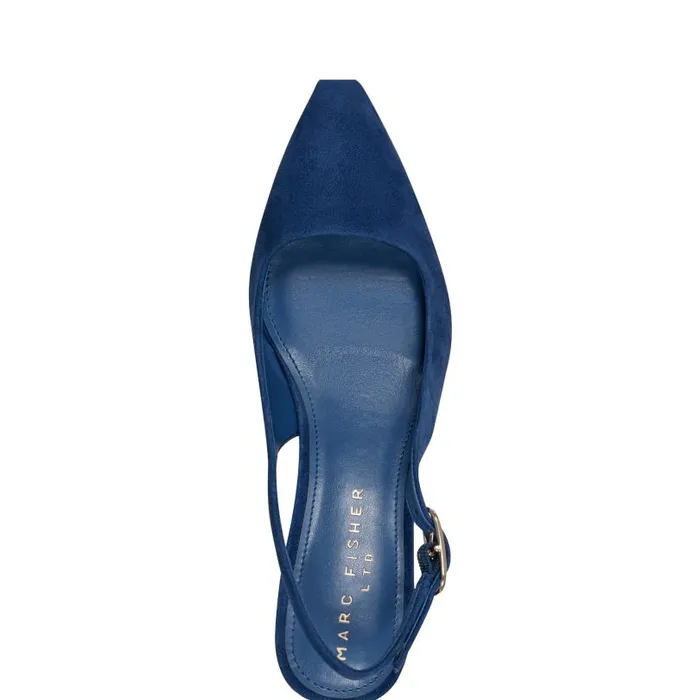 Women Marc Fisher Heels and Pumps Kory Slingback Pump Dark Blue Suede