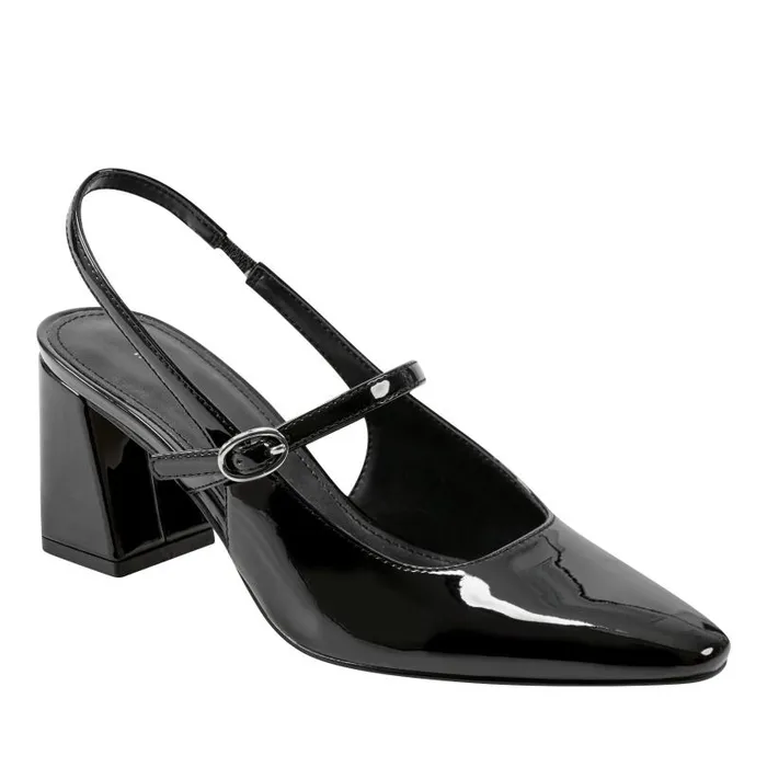 Women Marc Fisher Heels and Pumps Lanai Slingback Pump Black Patent