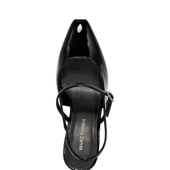 Women Marc Fisher Heels and Pumps Lanai Slingback Pump Black Patent