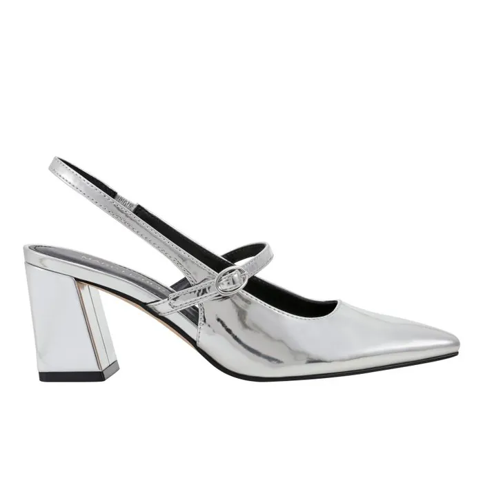 Women Marc Fisher Heels and Pumps Lanai Slingback Pump Silver