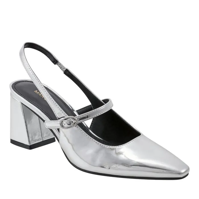 Women Marc Fisher Heels and Pumps Lanai Slingback Pump Silver