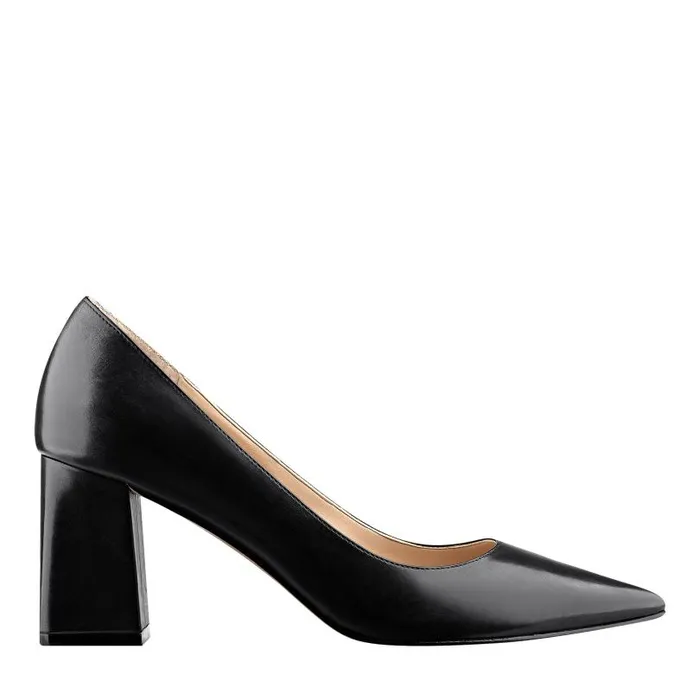 Women Marc Fisher Heels and Pumps Zala Block Heel Pointy Toe Pump Black Leather Women Marc Fisher Heels and Pumps Zala Block Heel Pointy Toe Pump Black Leather