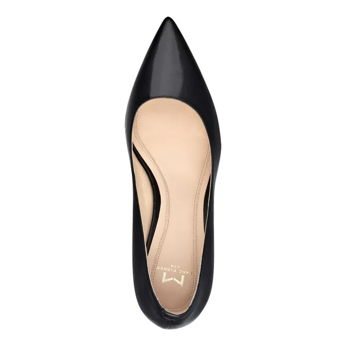 Women Marc Fisher Heels and Pumps Zala Block Heel Pointy Toe Pump Black Leather