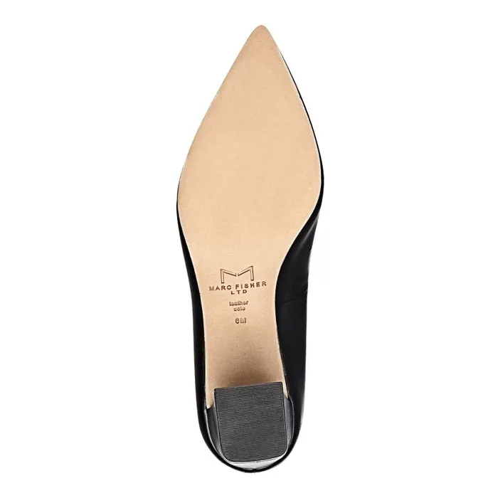 Women Marc Fisher Heels and Pumps Zala Block Heel Pointy Toe Pump Black Leather