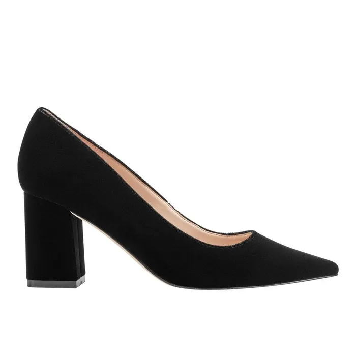 Women Marc Fisher Heels and Pumps Zala Block Heel Pointy Toe Pump Black Velvet