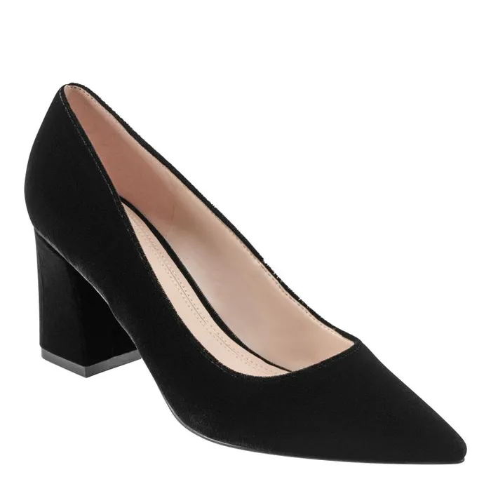 Women Marc Fisher Heels and Pumps Zala Block Heel Pointy Toe Pump Black Velvet