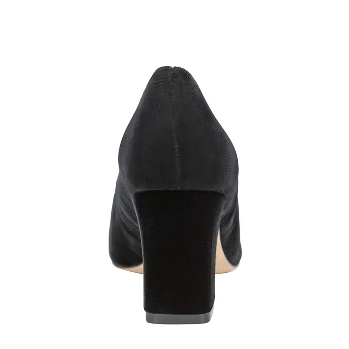 Women Marc Fisher Heels and Pumps Zala Block Heel Pointy Toe Pump Black Velvet
