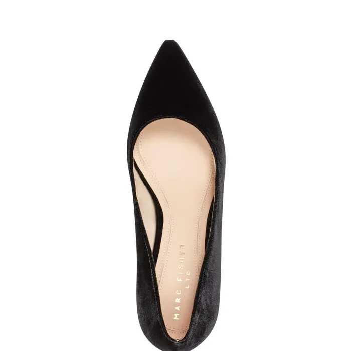 Women Marc Fisher Heels and Pumps Zala Block Heel Pointy Toe Pump Black Velvet