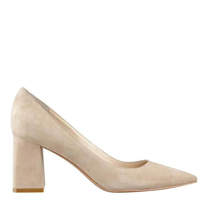 Women Marc Fisher Heels and Pumps Zala Block Heel Pointy Toe Pump Natural Suede Women Marc Fisher Heels and Pumps Zala Block Heel Pointy Toe Pump Natural Suede