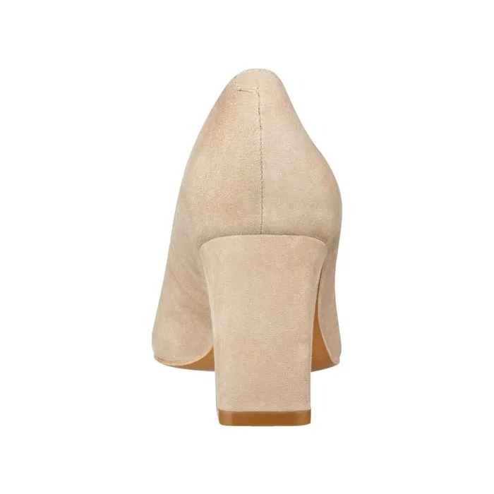 Women Marc Fisher Heels and Pumps Zala Block Heel Pointy Toe Pump Natural Suede