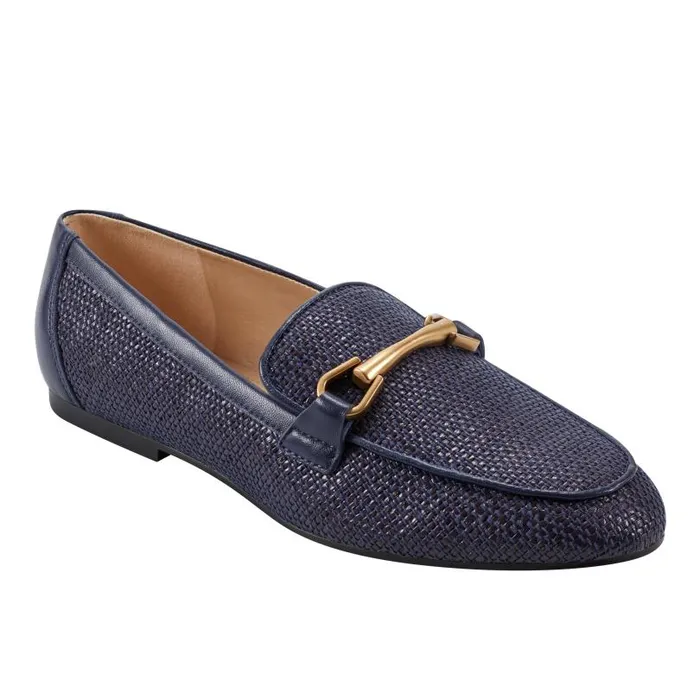 Women Marc Fisher Loafers and Flats Bleek Loafer Navy Raffia